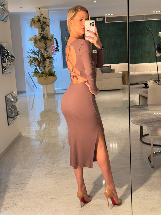 Vestido marrón fiestar stretch S. 70$
