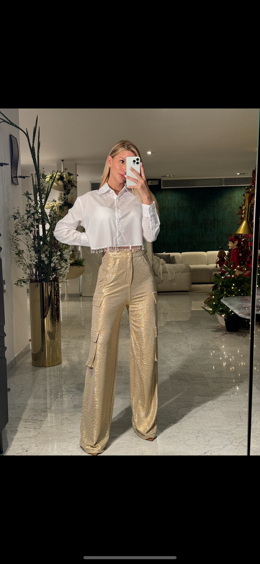 Pantalon cargo dorado