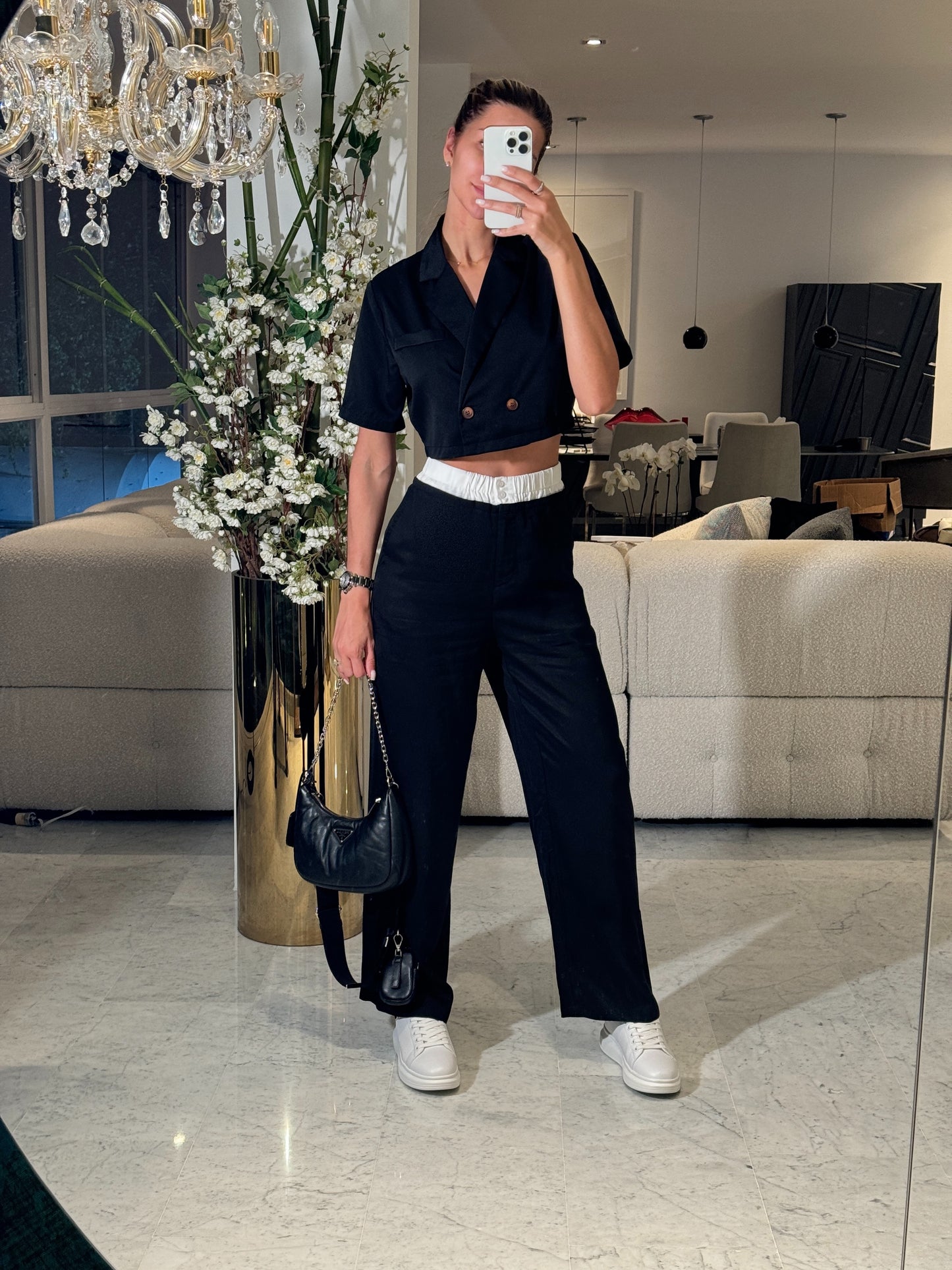 Pant de pretina blanco con negro