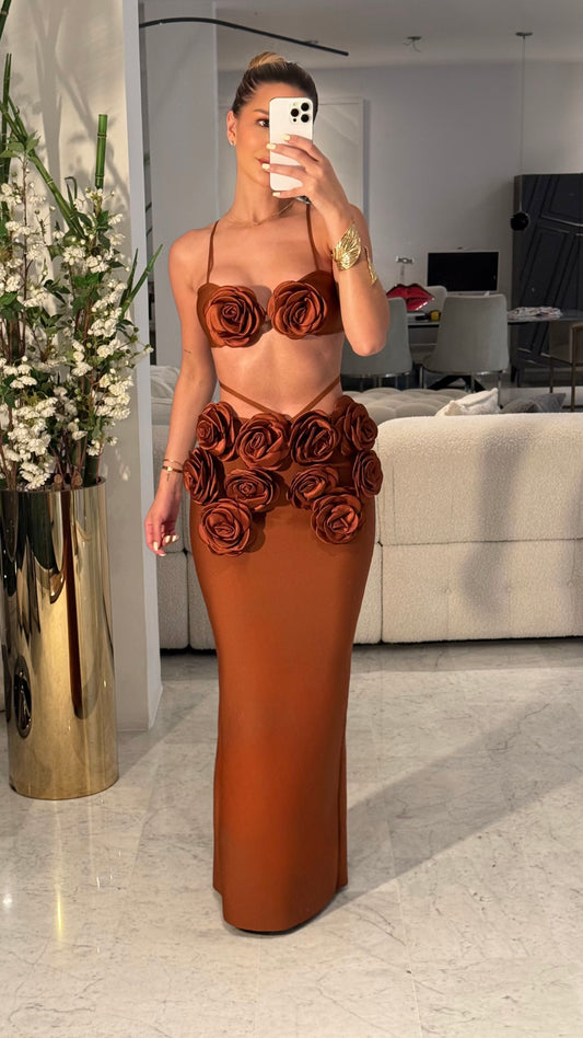 Set marrón rosas Peekskill
