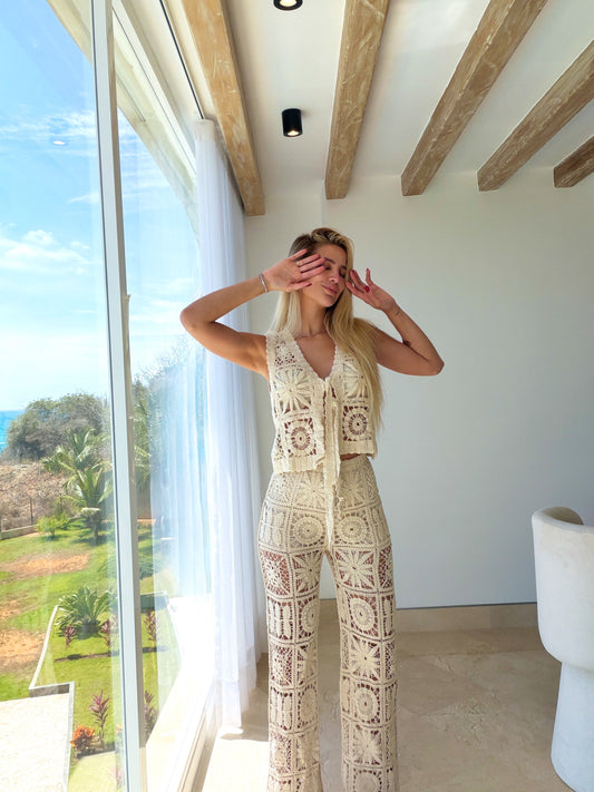 Set beige tejido free market
