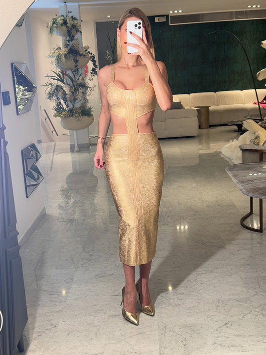 Vestido bandage dorado