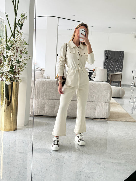 Jumpsuit de botones blanco, marron, verde y Gris talla S