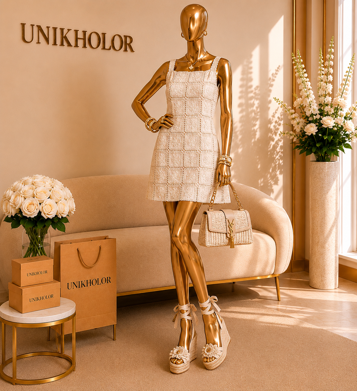 Vestido corto beige mable