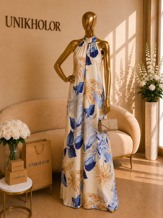Jumpsuit estampado azul con naranja cb