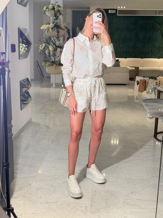 Set de camisa y short a peach blanco