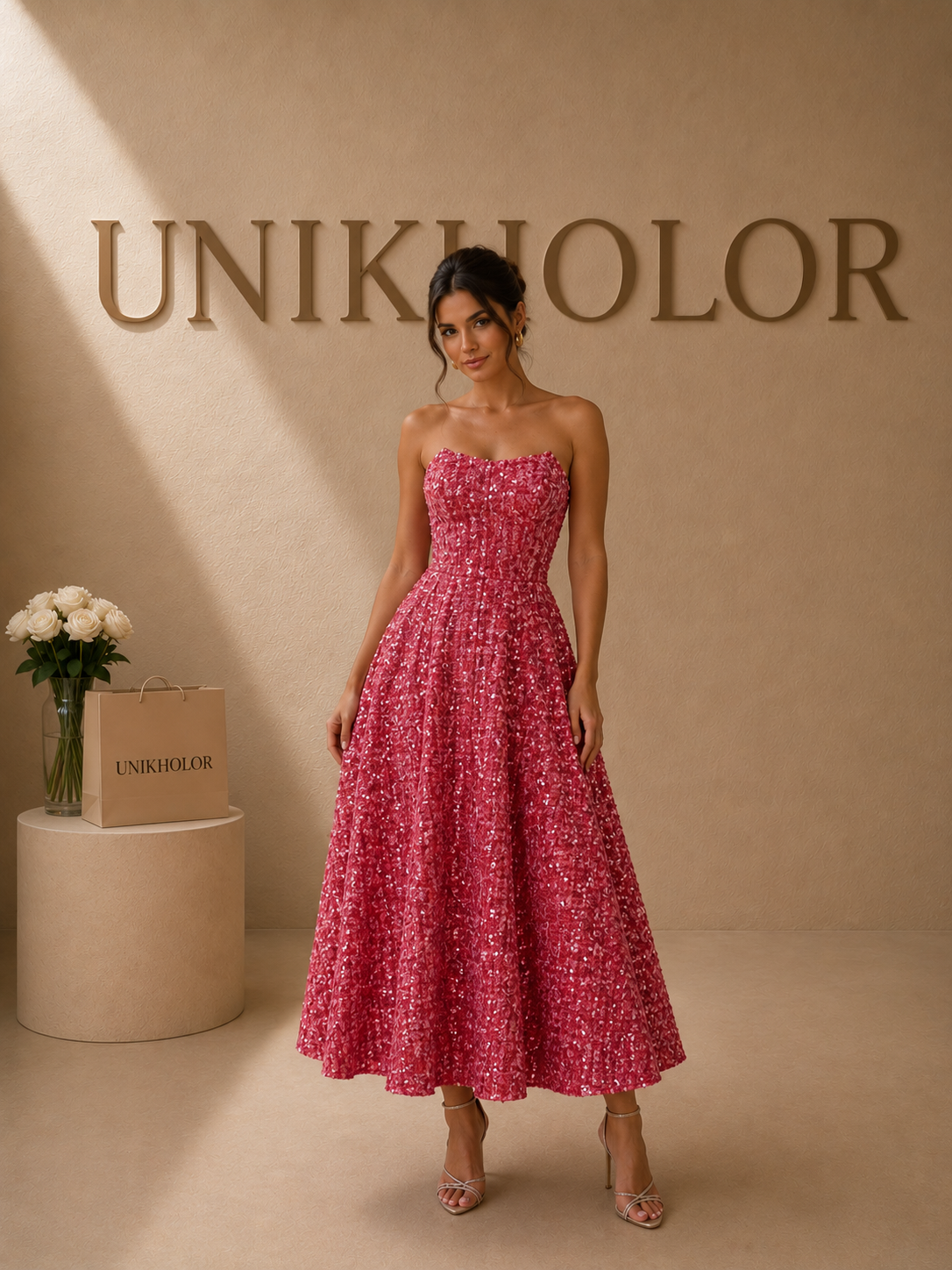 Vestido twits tipo princesa fucsia cb