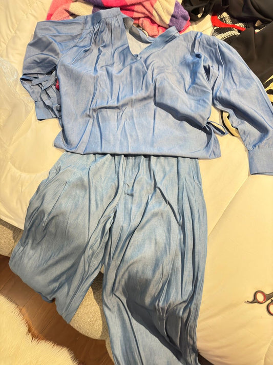 Set de camisa y pant de vestir azul