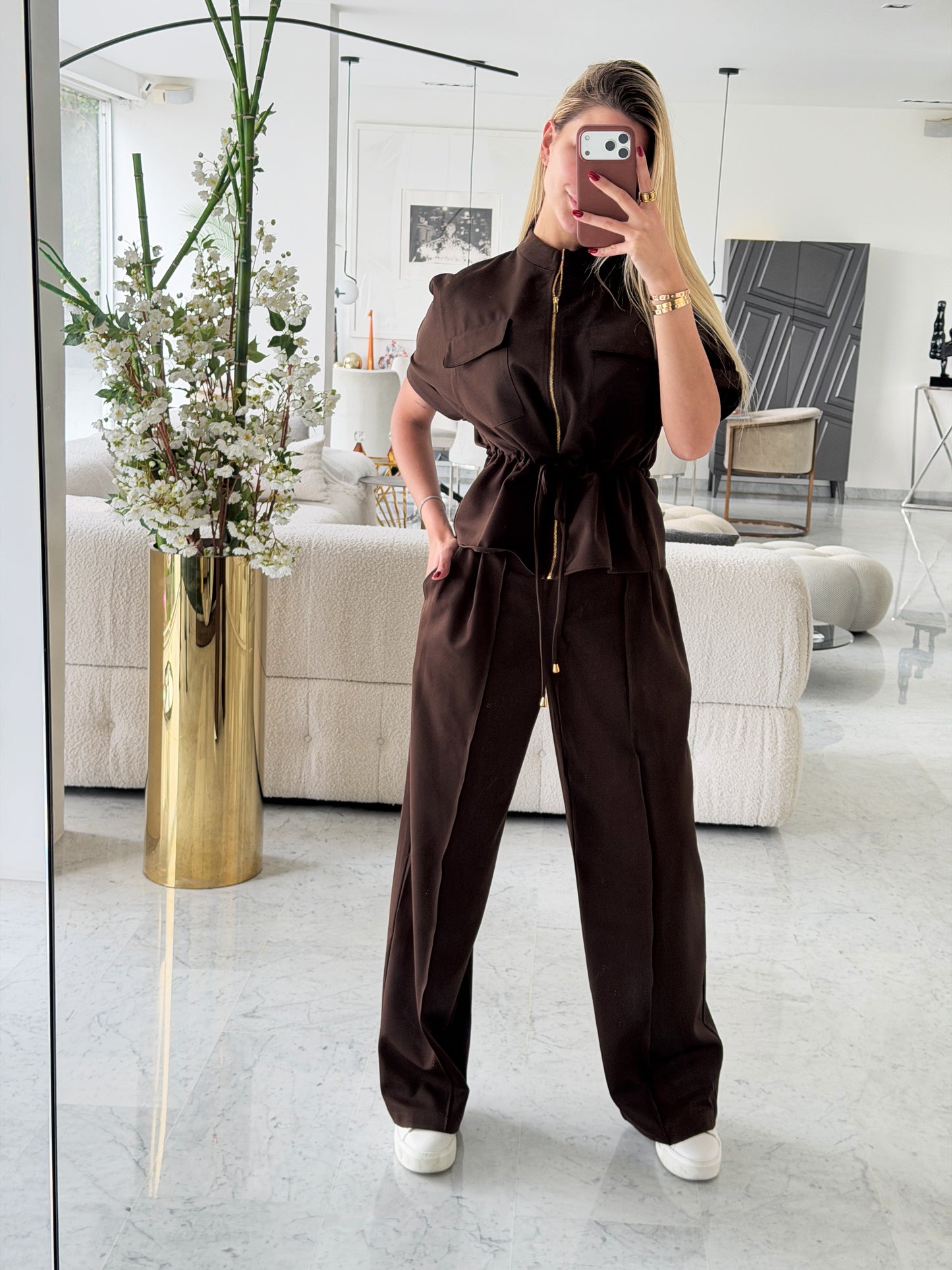 Set marron de camisa y pant cb