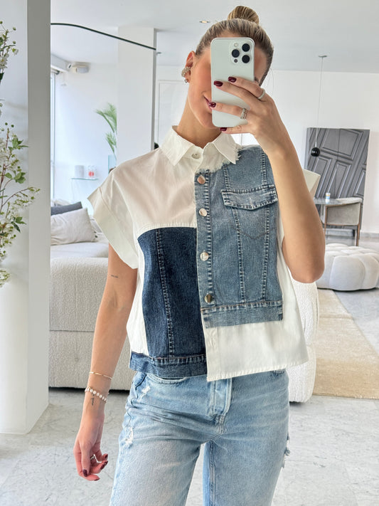 Camisa de jeans dos tonos