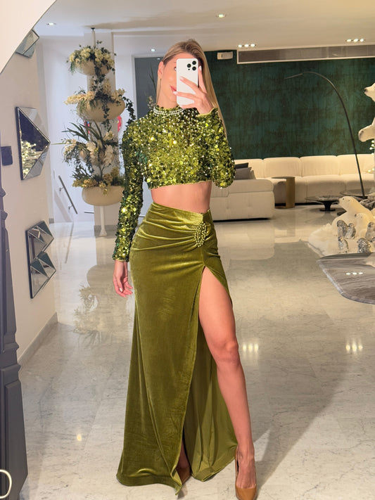 Set de falda y top Banjul verde