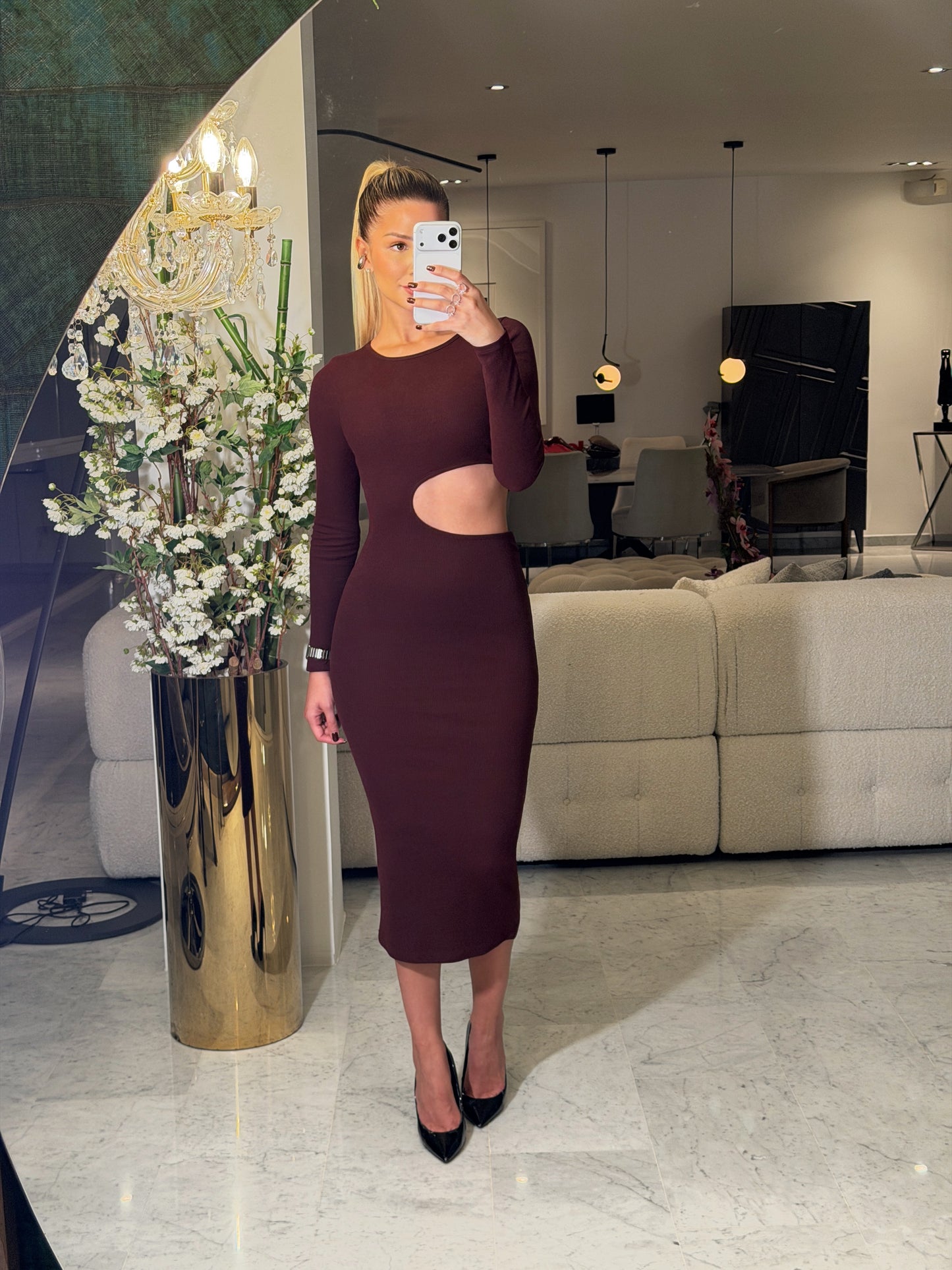 Vestido verde y vino fiestar S