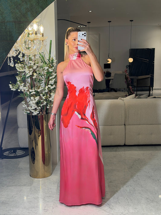 Vestido rosado estampado cb