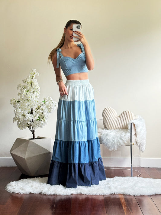 Set de top y maxi falda de jeans