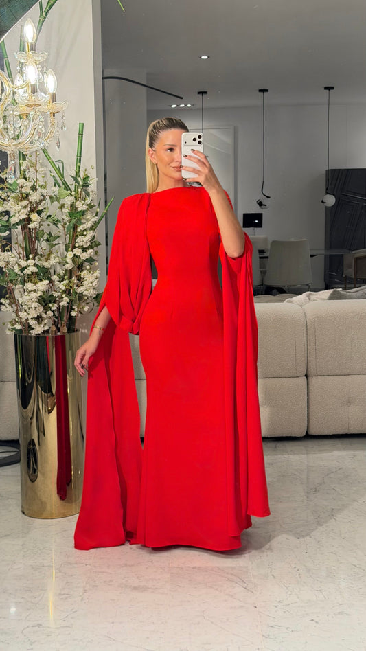 Vestido rojo con capa cb 1S $170