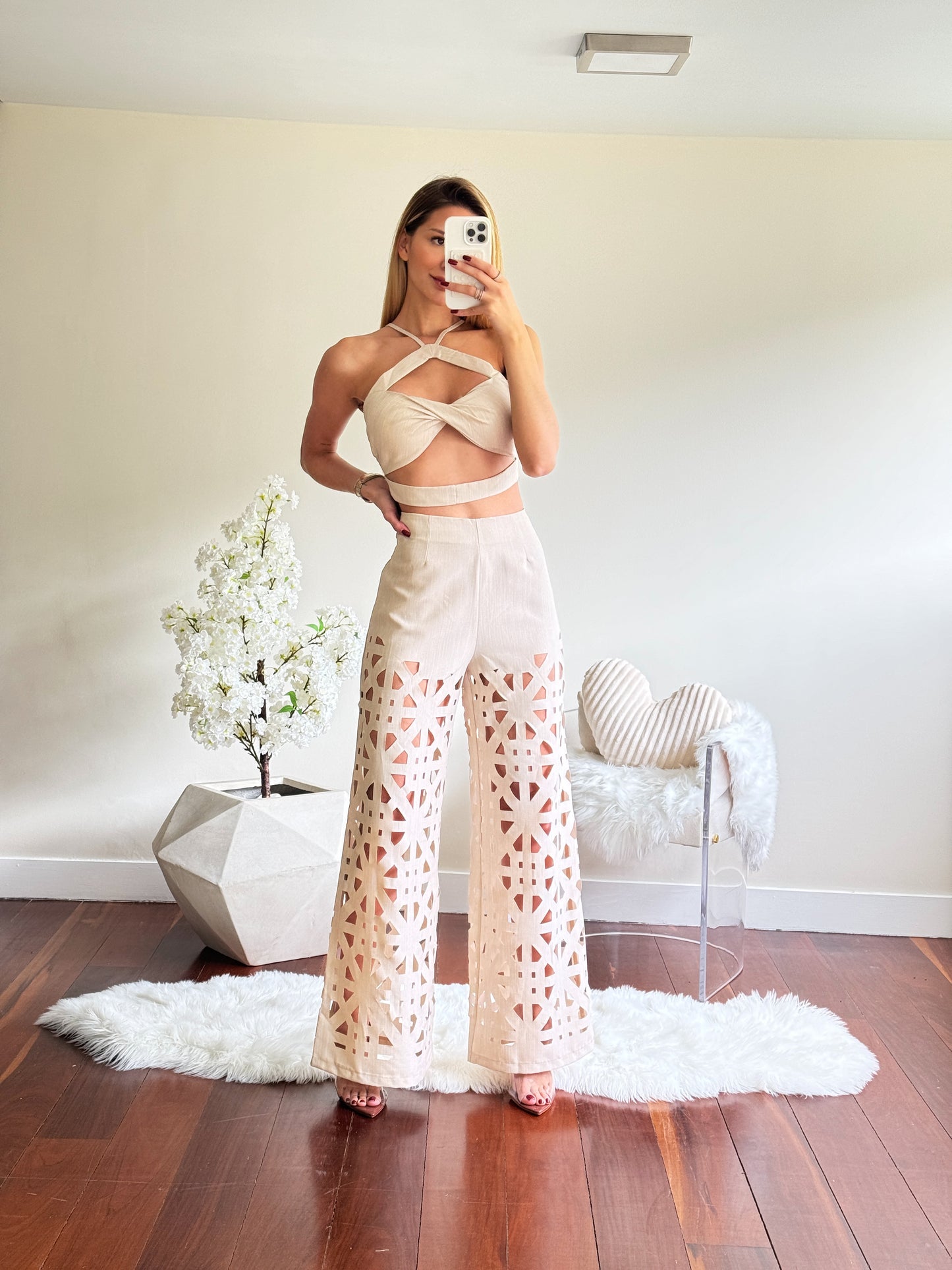 Set de top y pant de vestir blithe nude.