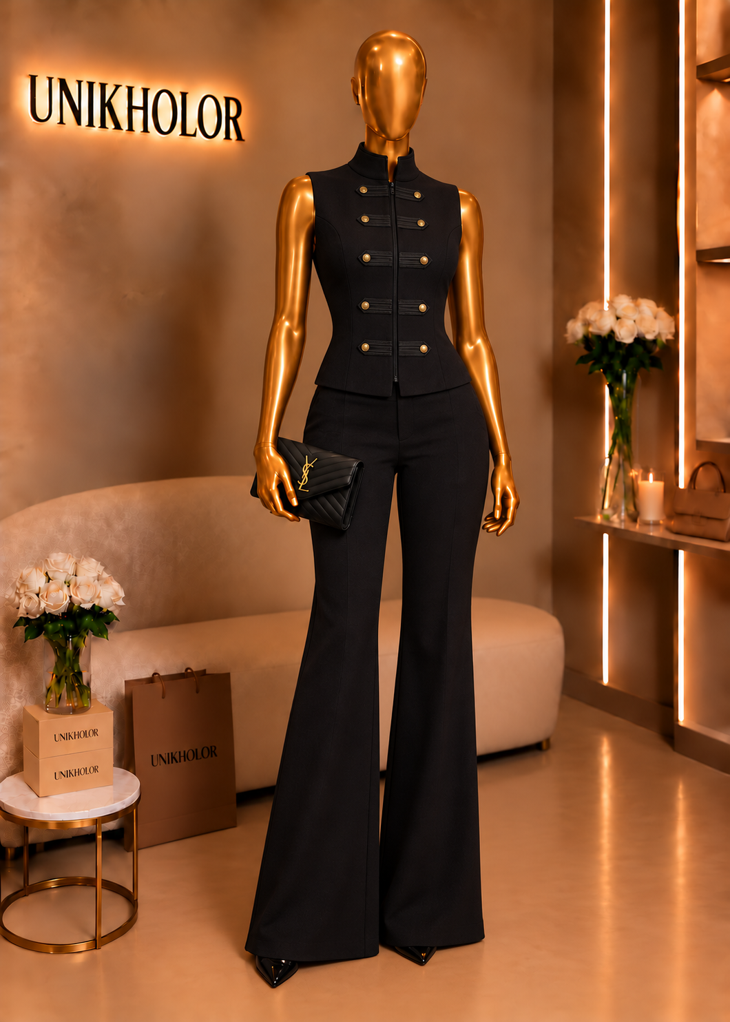 Set negro de pantalón y Vest Napoleón cb