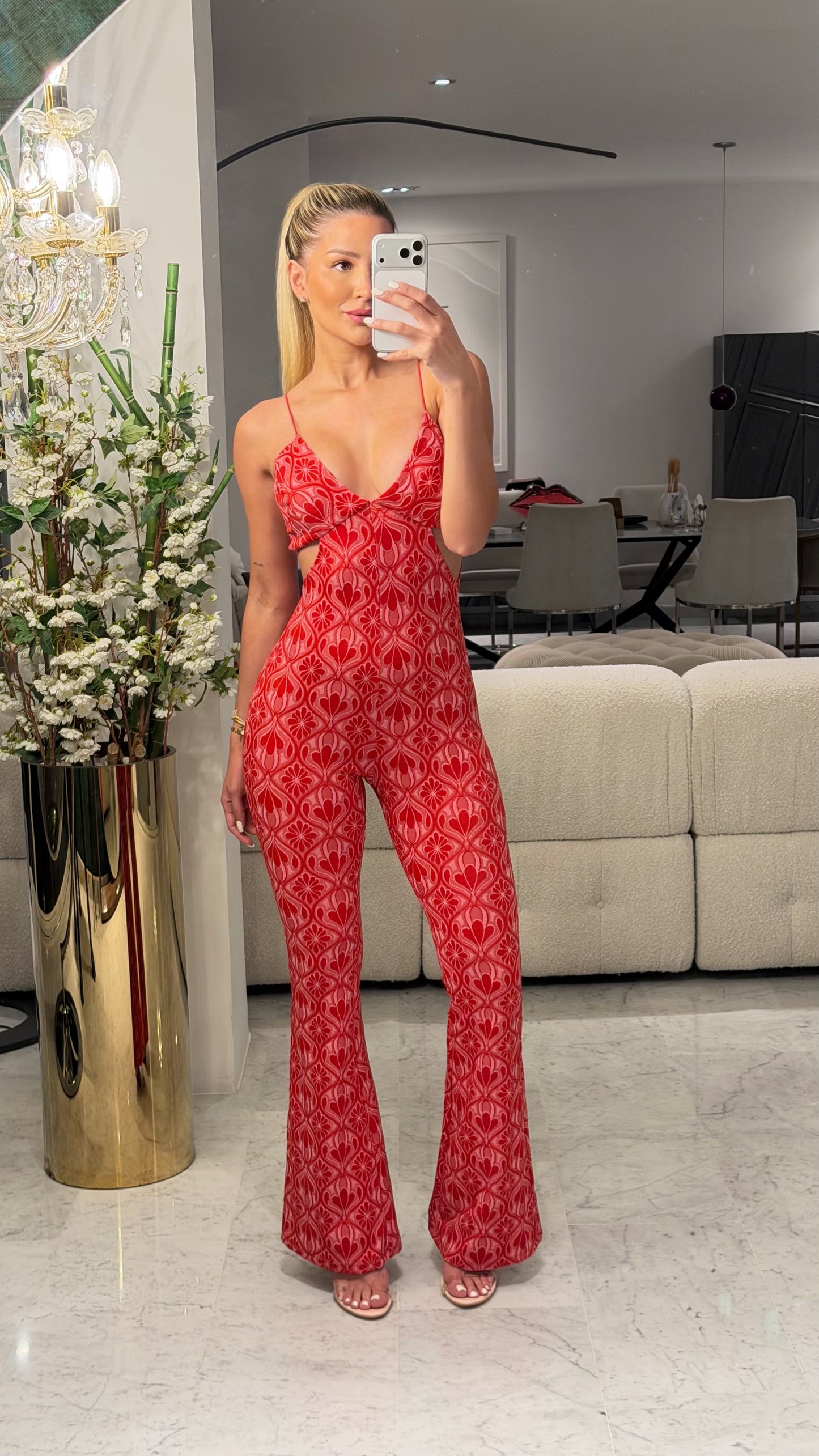 Jumpsuit rojo con rosado S.