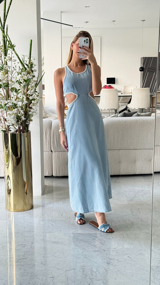 Vestido azul de jeans largo hersy