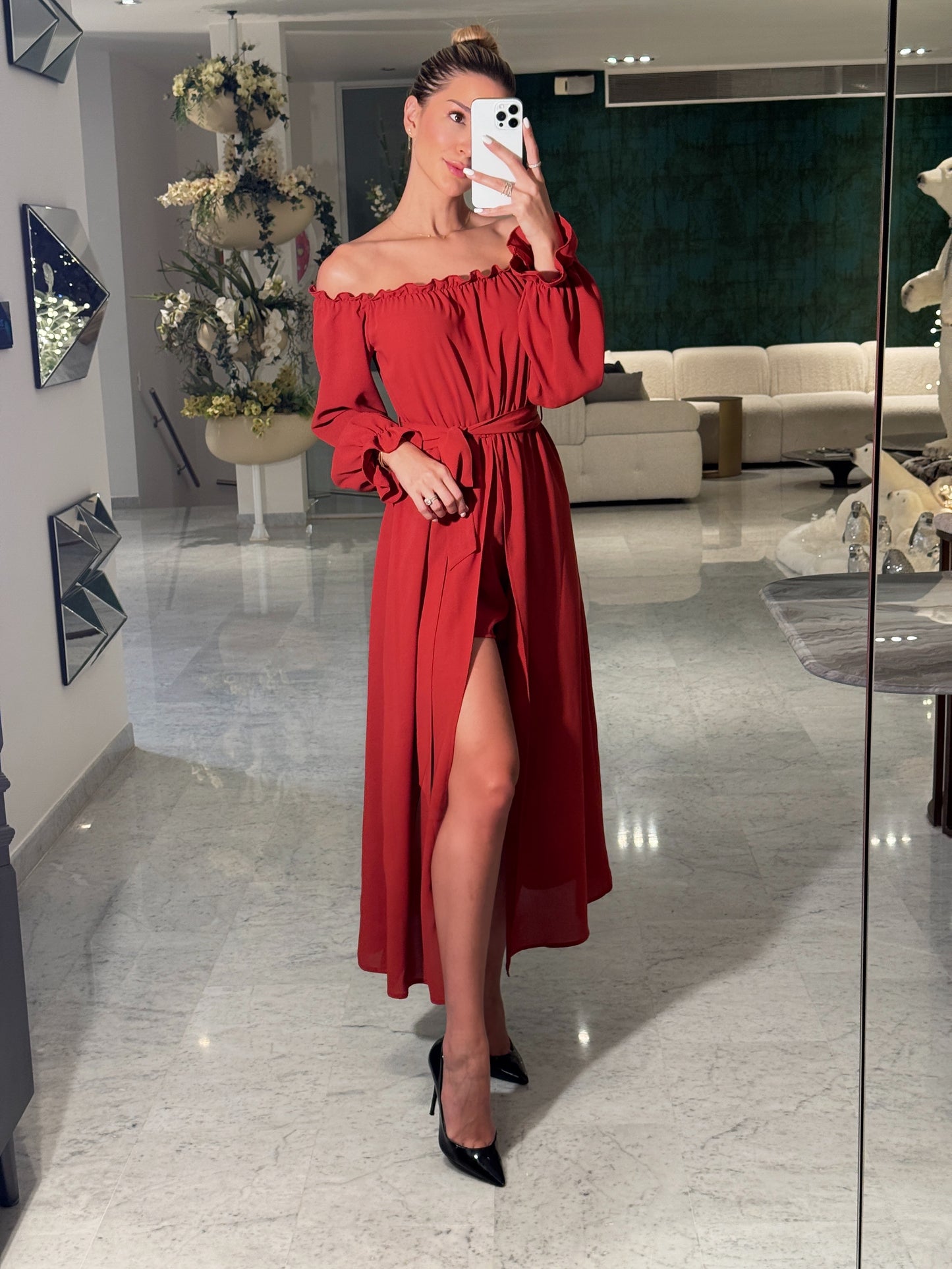 Vestido marrón, terracota y negro hyfve talla S.