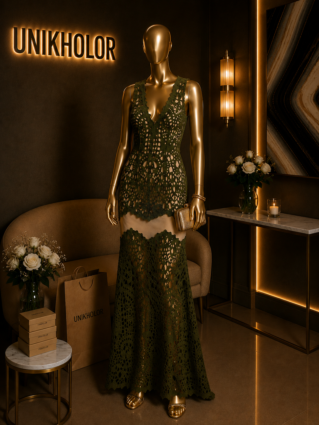 Vestido verde de encaje cb