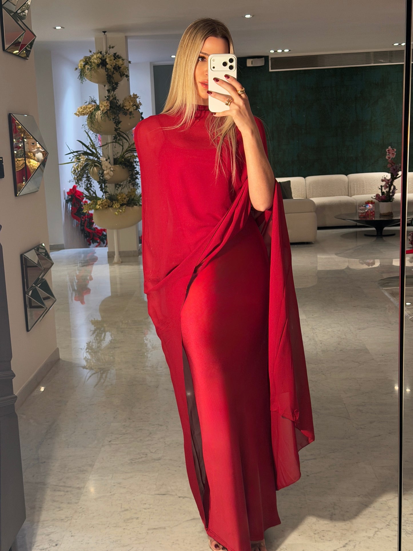 Vestido largo con capa cb