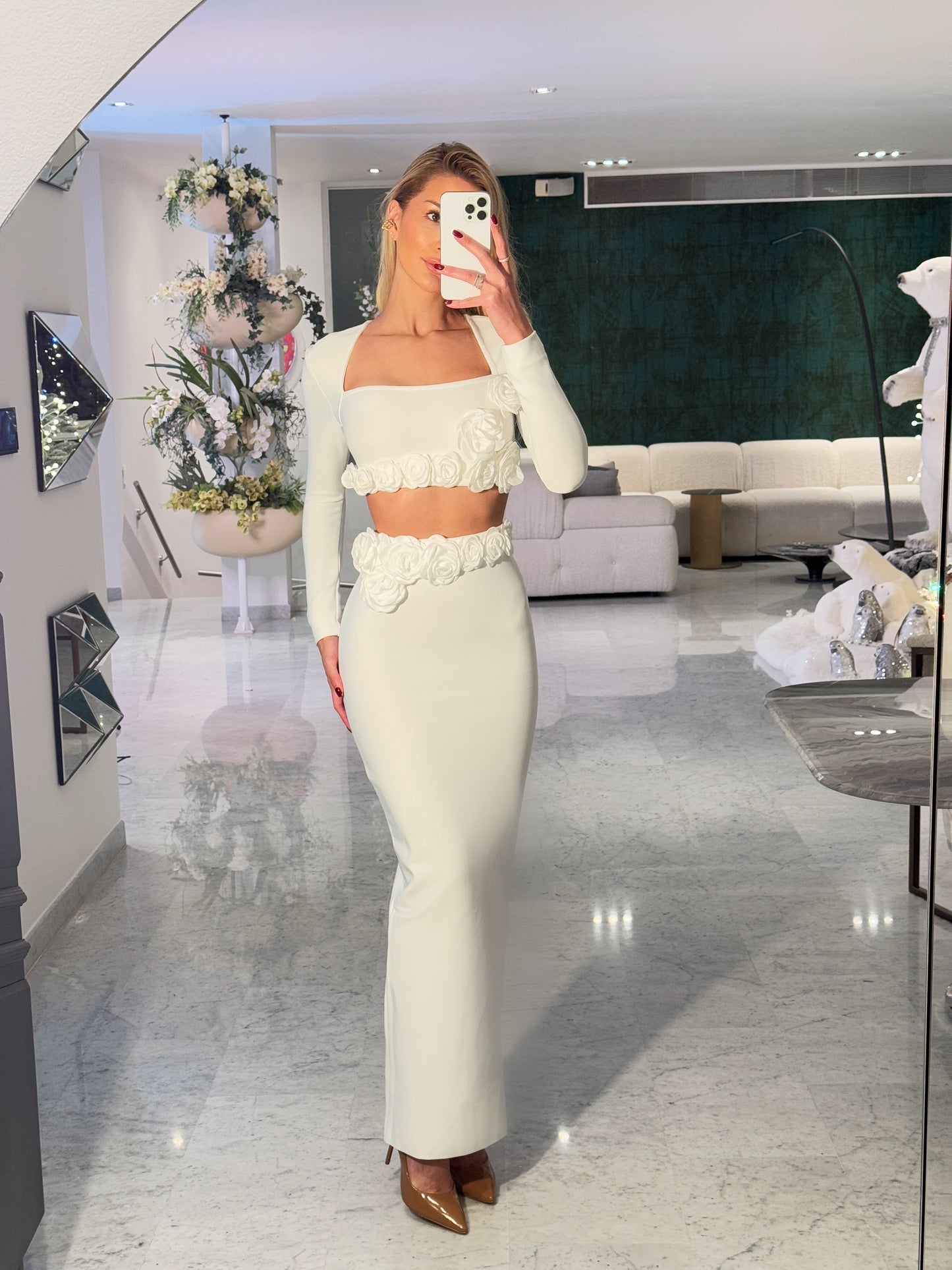 Set blanco bandage rosas RIVIR