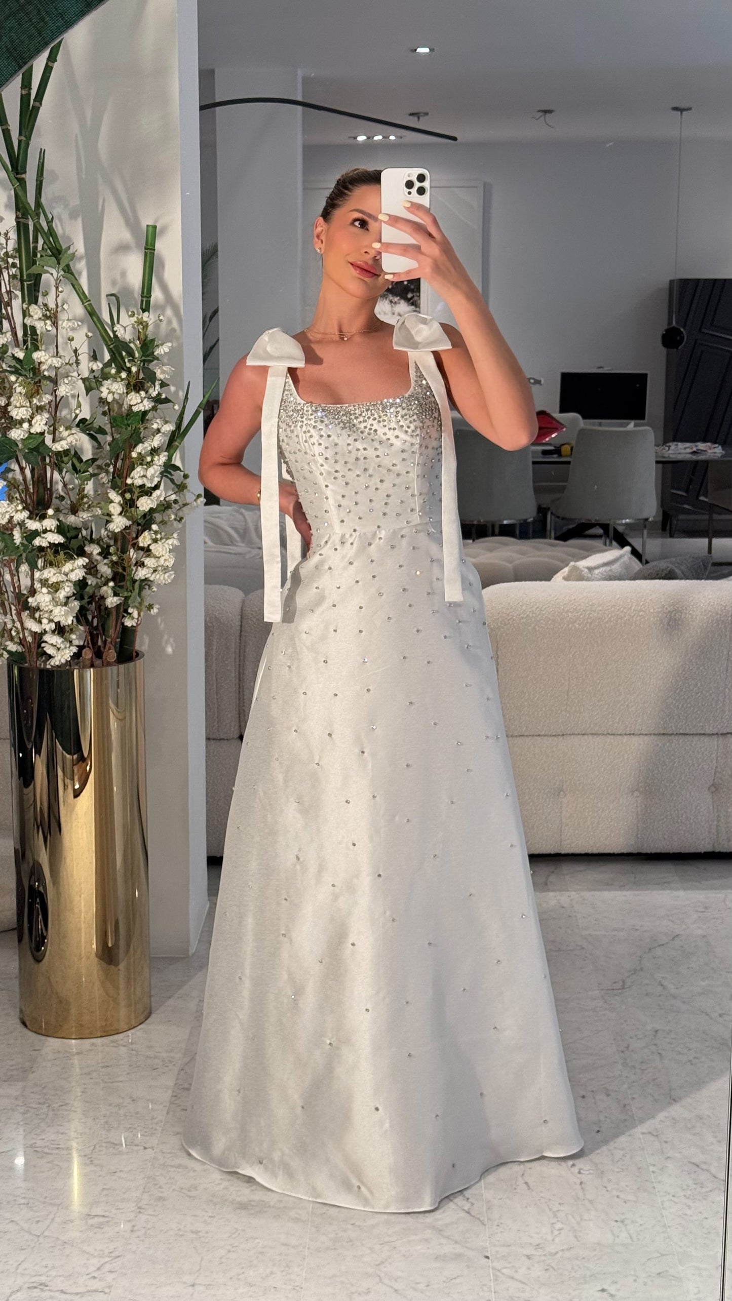 Vestido largo negro y blanco con brillos cb 1S y 1S