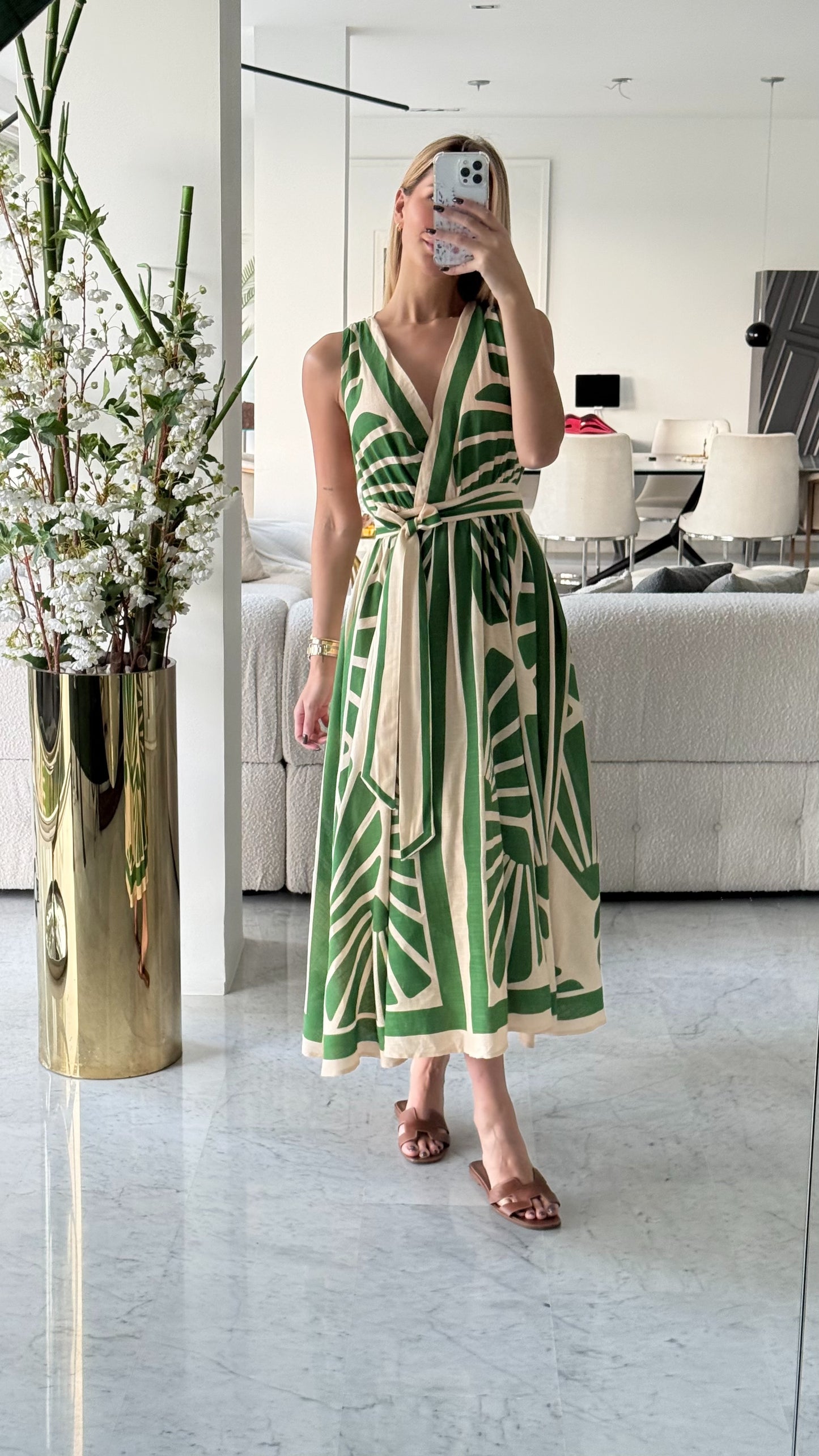 Vestido verde con beige flying tomato