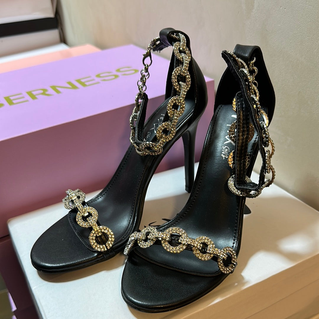 Tacones sandalias negro con brillante