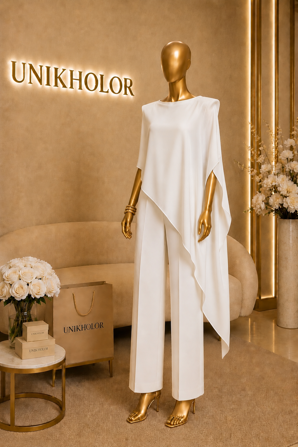 Camisa blanca y negro beige moss