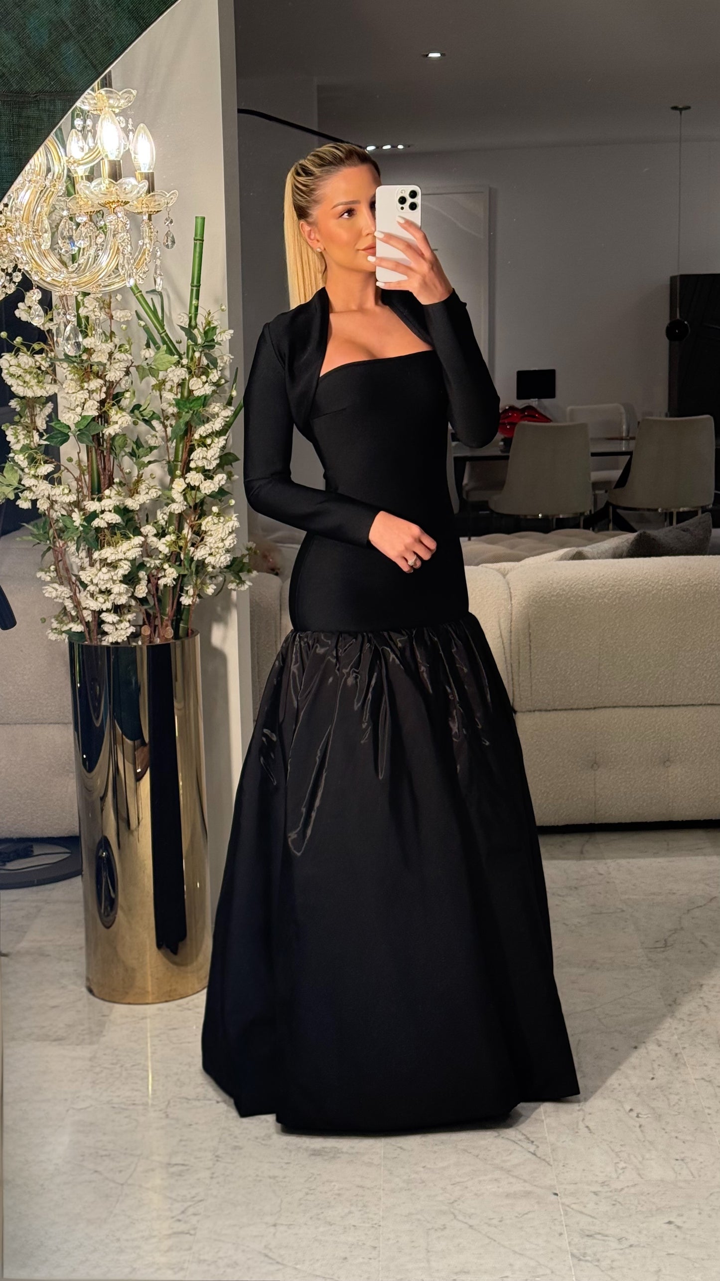 Set de vestido y torerita: rosado, hueso y negro cb