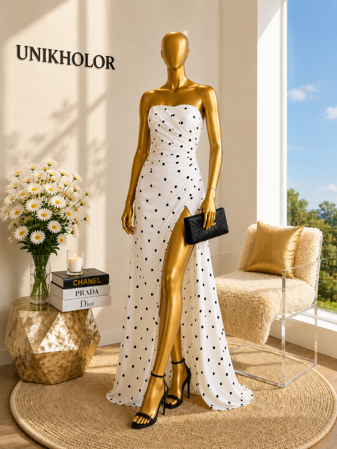 Vestido blanco con lunares luxxel