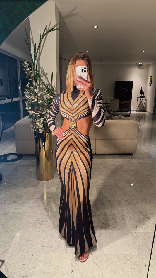 Vestido negro con dorado LC.