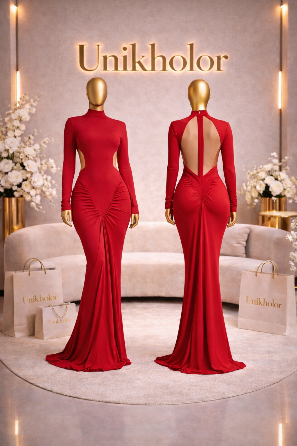 Vestido rojo stretch con transparencias cb 1/1 $165