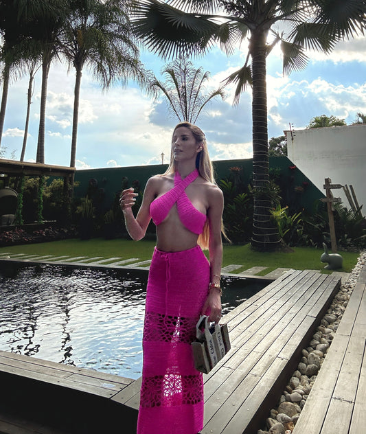 Set tejido fucsia