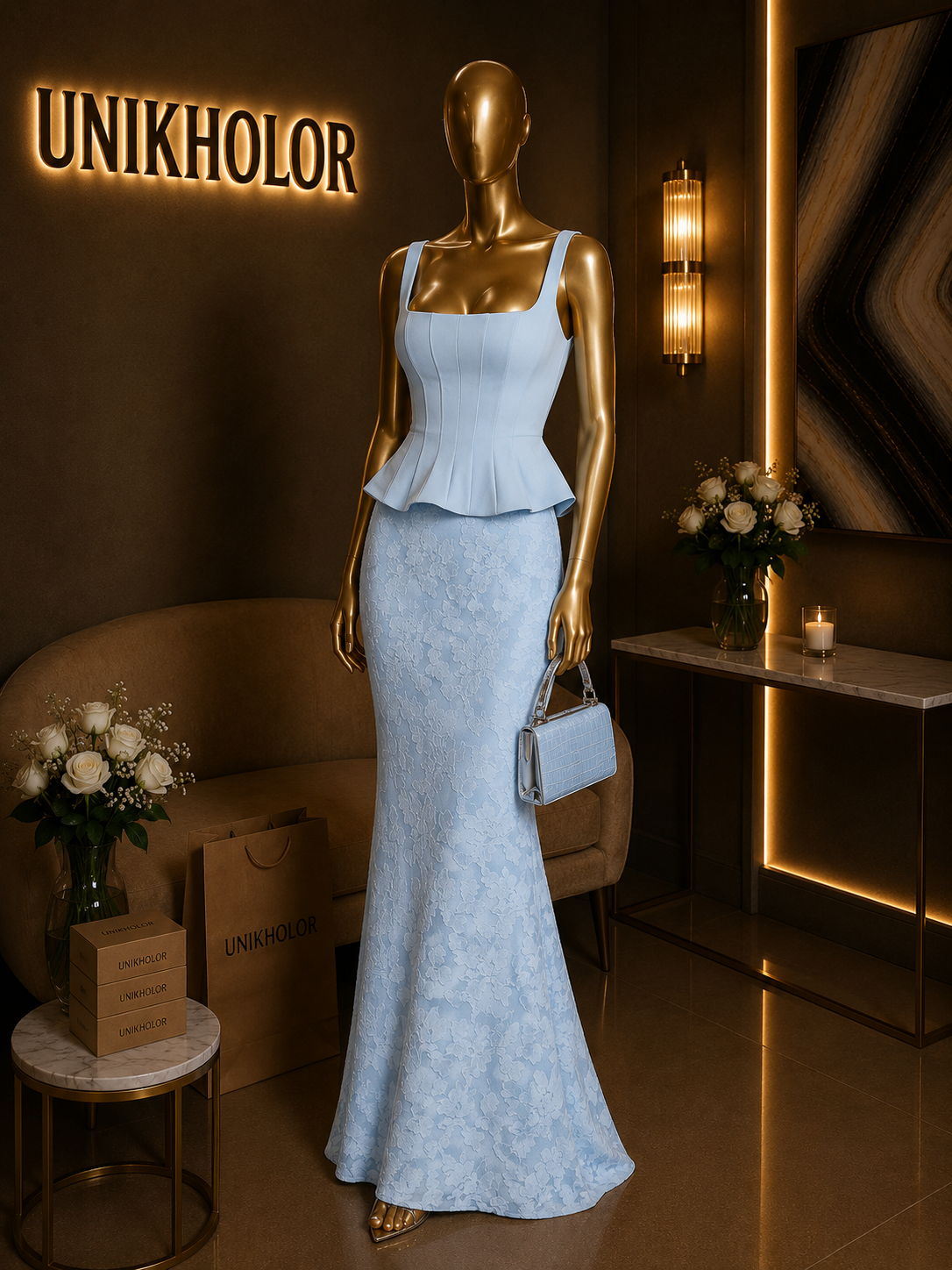 Vestido azul bebé largo cb