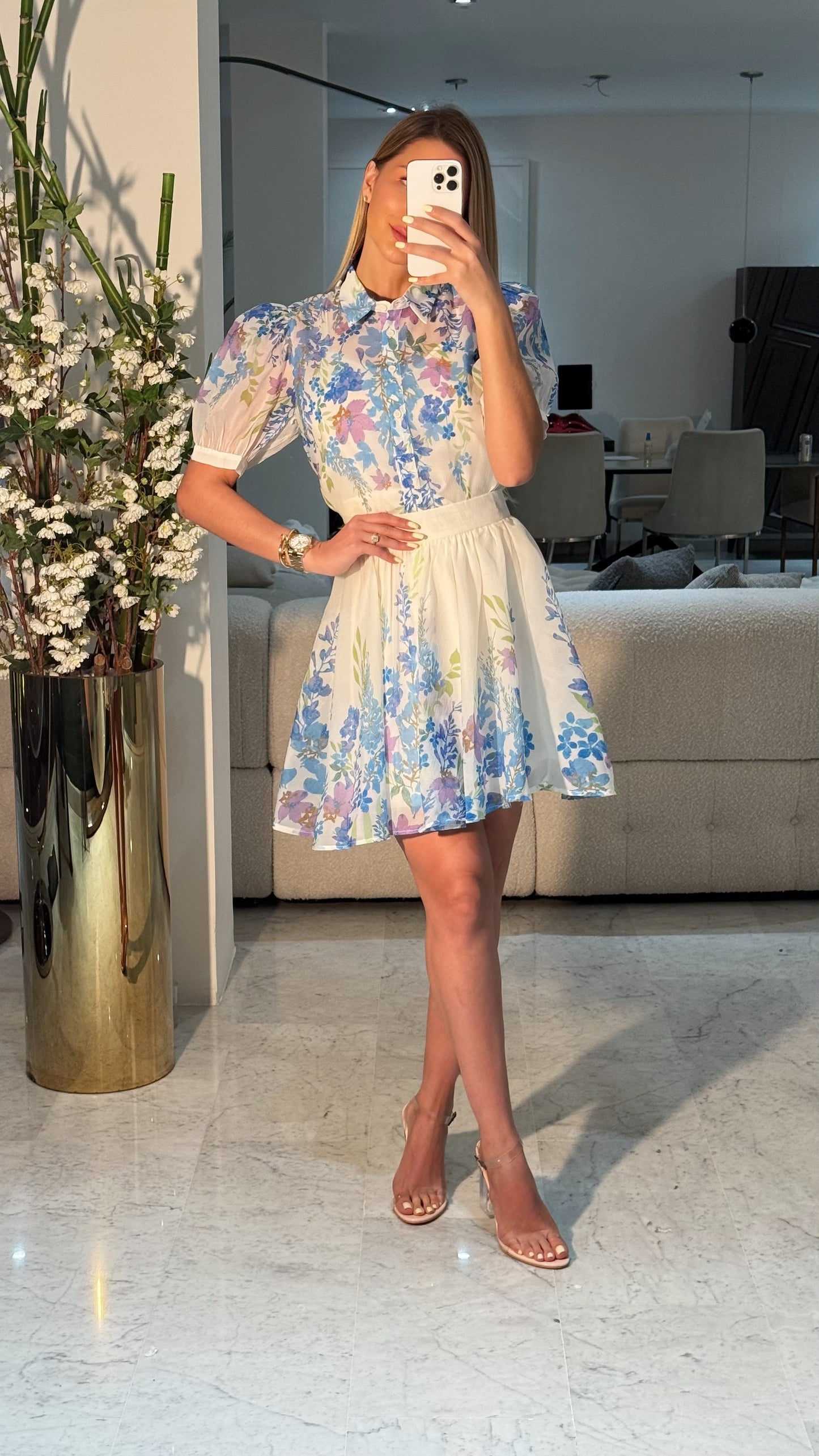 Set de camis y falda flores azul flying tomato