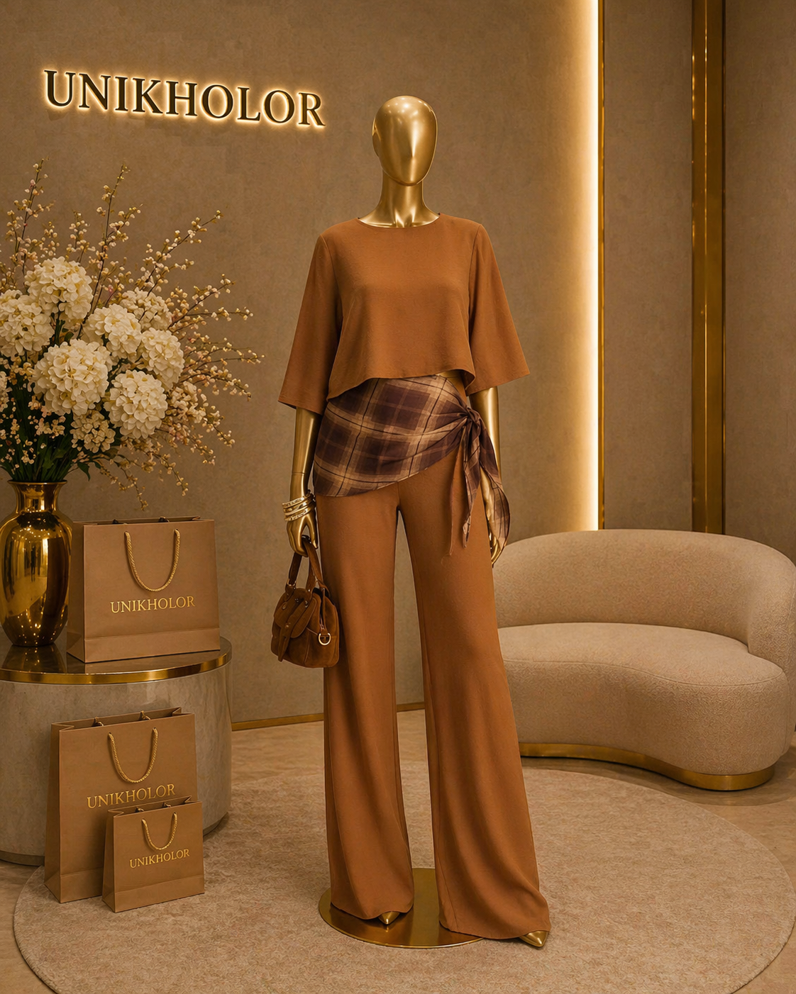 Set marron con pañuelo cb