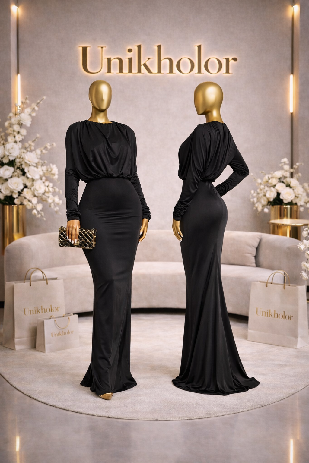 Vestido negro stretch con hombreras cb 1/1 $135
