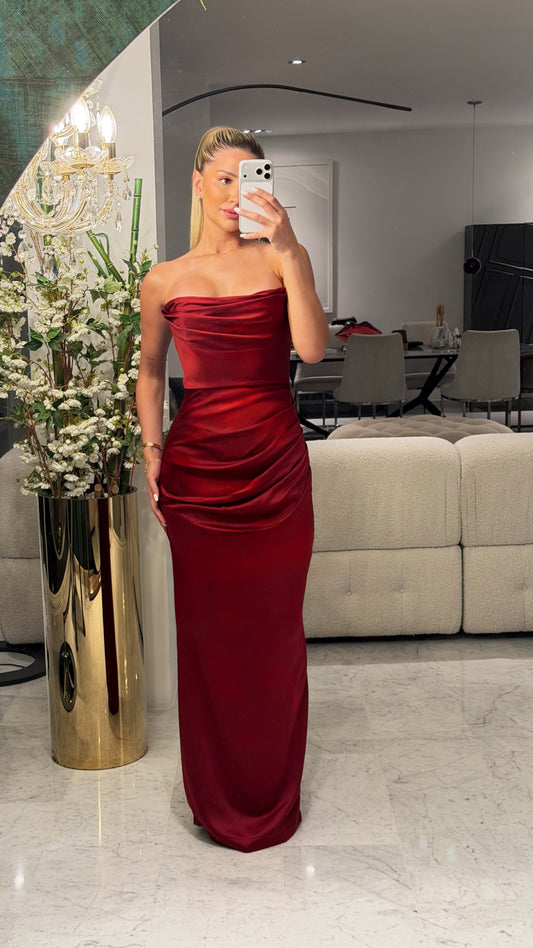 Vestido vino strapless cb 1S