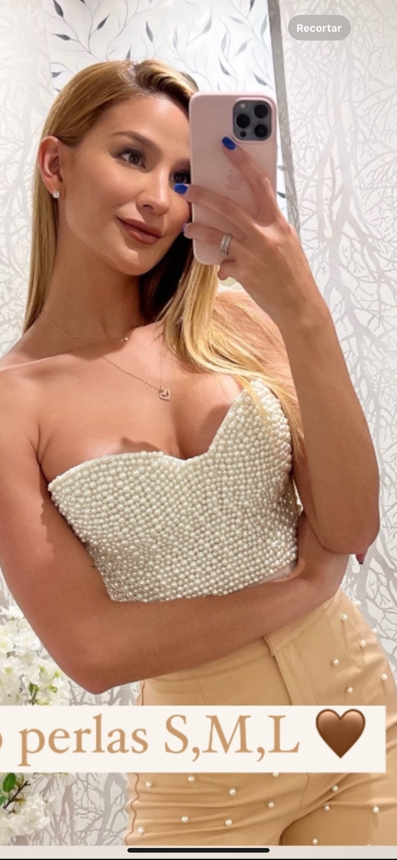 Top de perlas blanco
