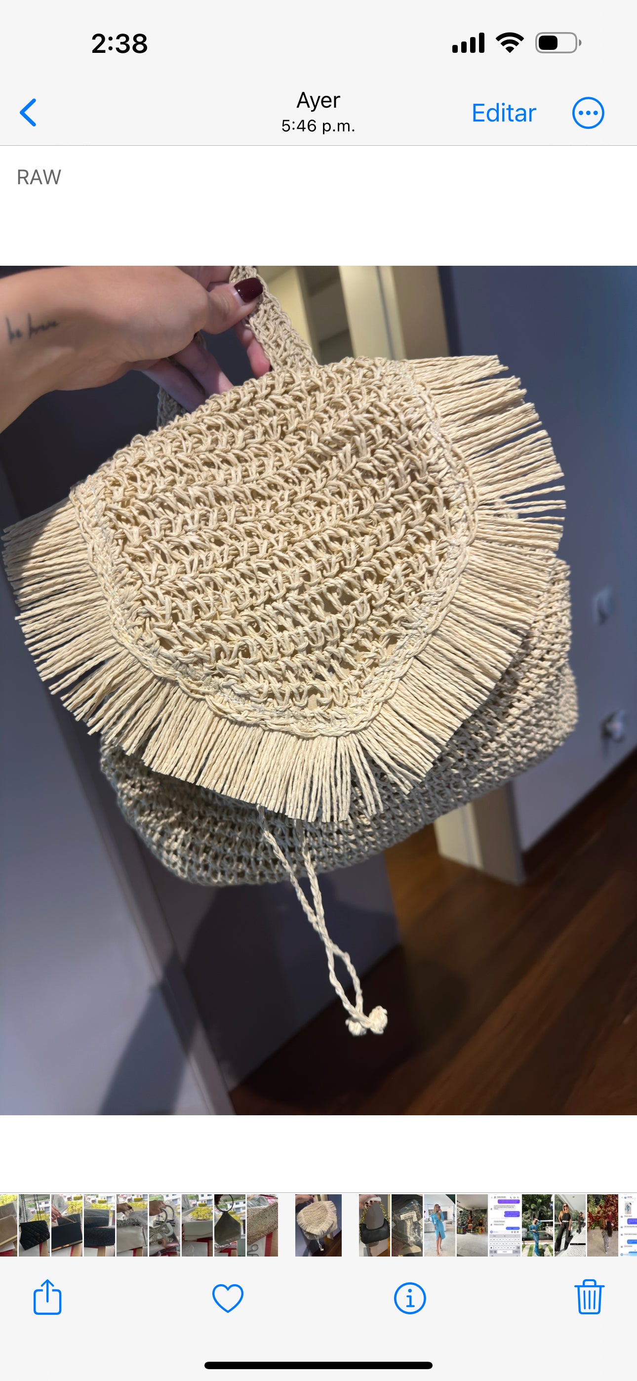 Bolso tejido nude