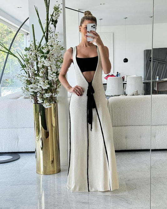 Vestido con top nude con negro Mable