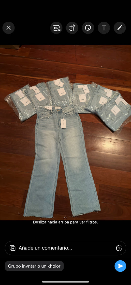 Jeans vervet bota ancha prelavado