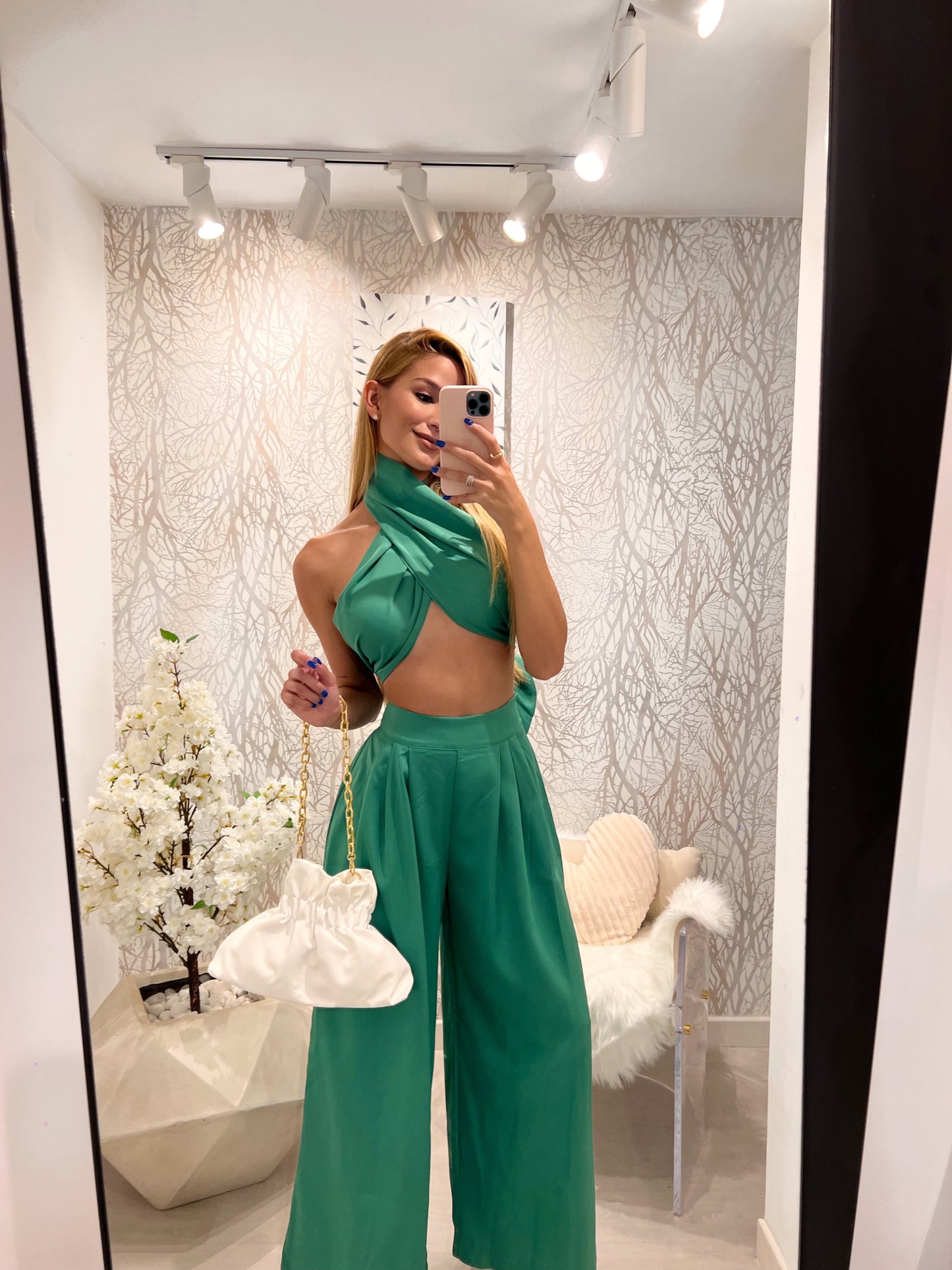 Set de top y pant de vestir verde