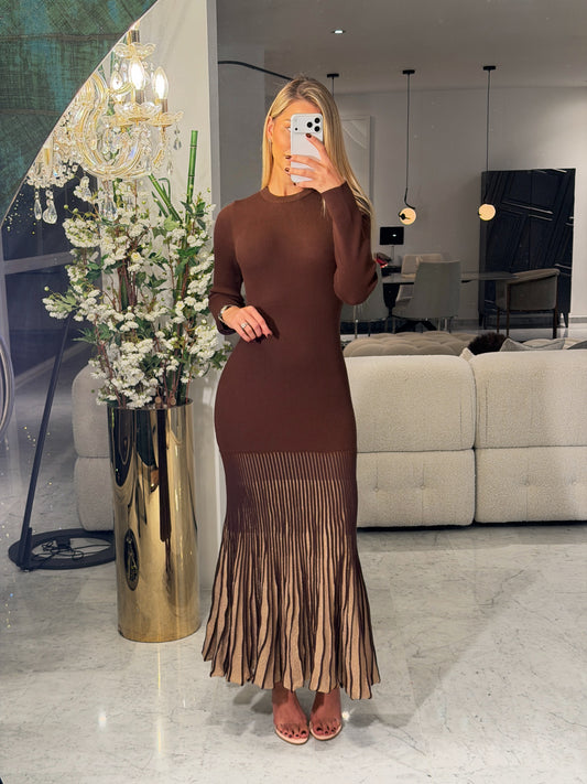 Vestido marron con beige lalavon