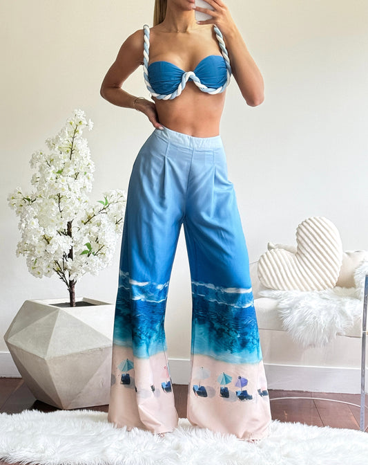 Set playero azul de top y pant