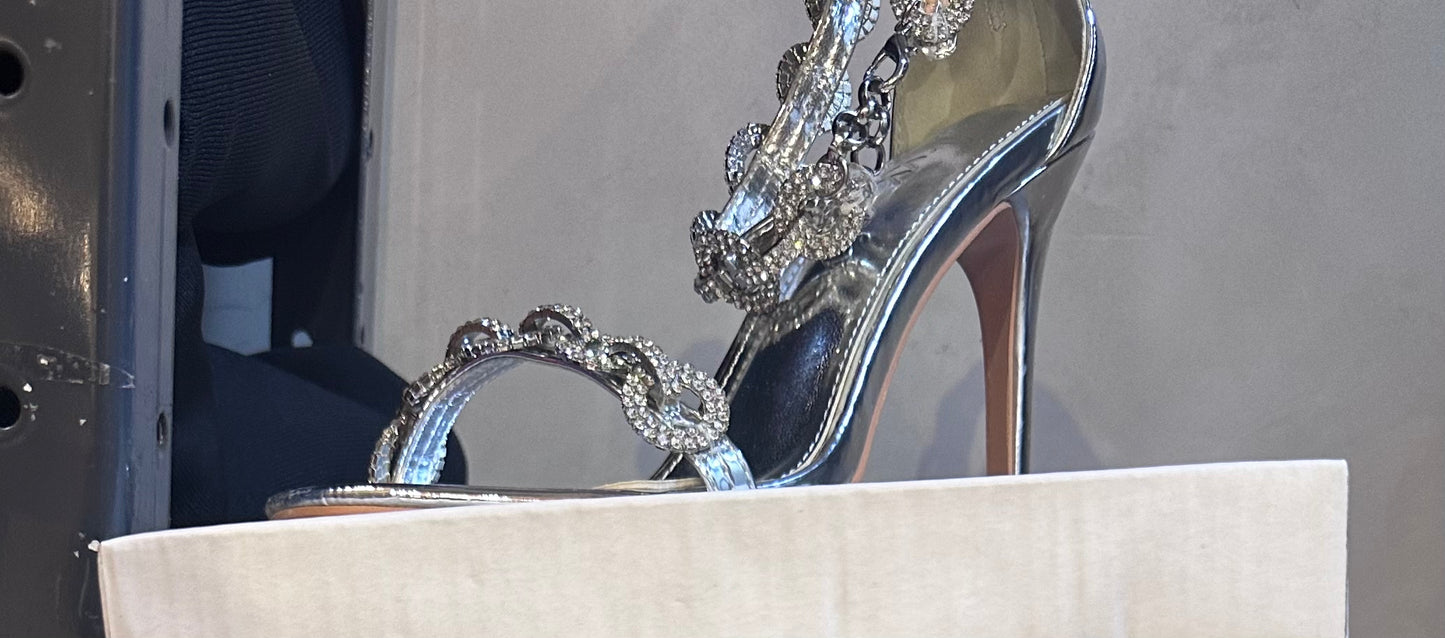 Tacones Sandalias plateadas con brillante