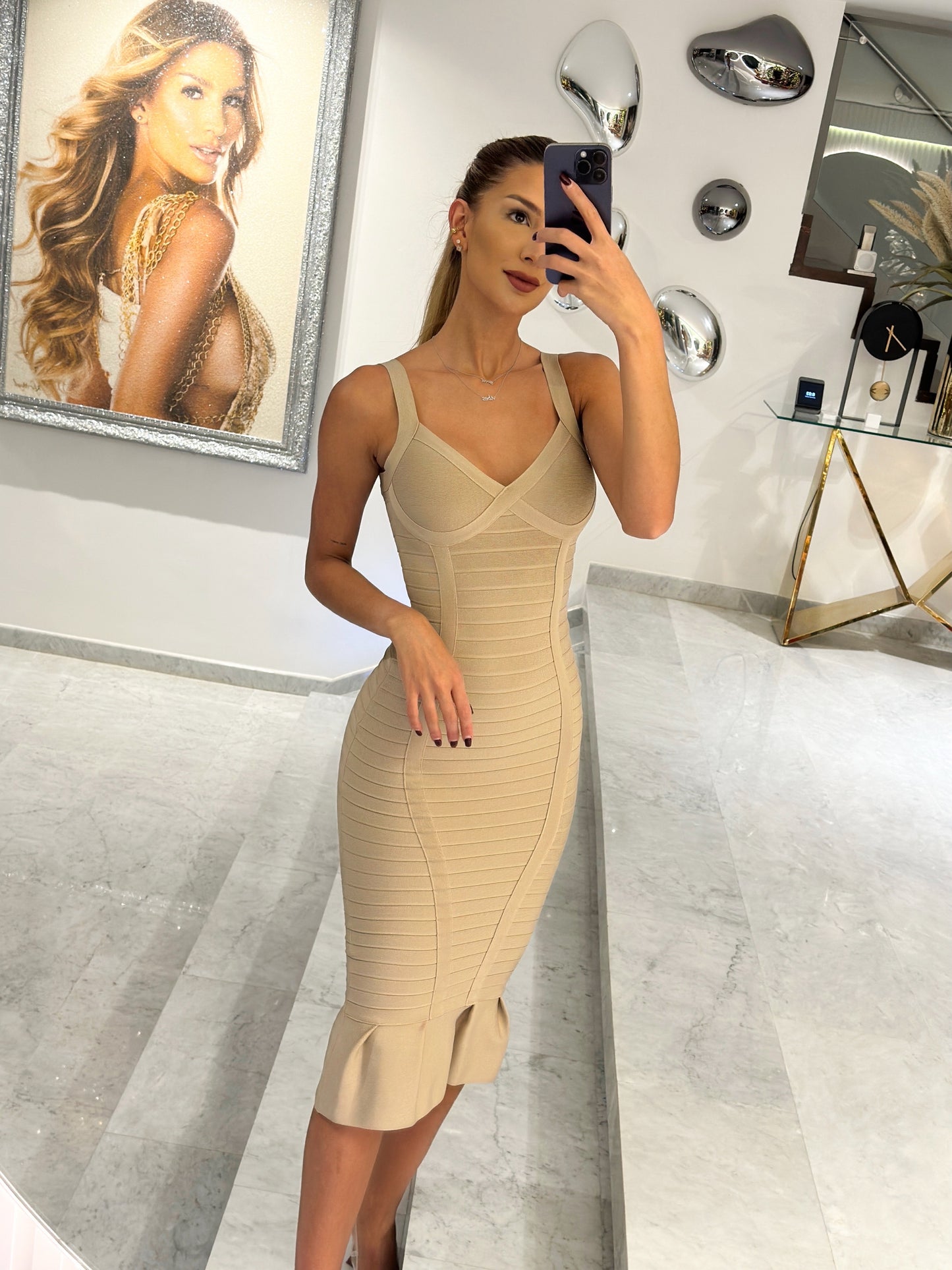 Vestido bandage nude